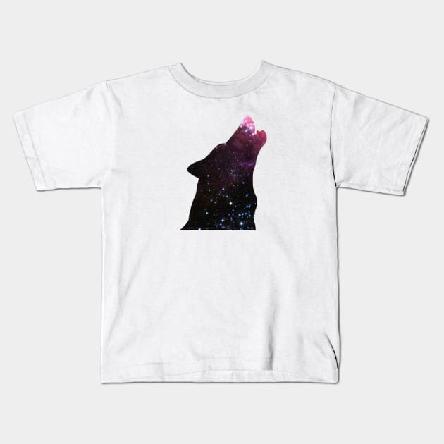 Galaxy Wolf Kids T-Shirt by smilingnoodles